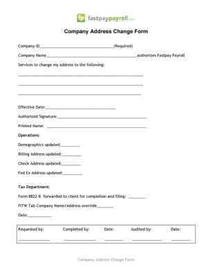 Company Address Change Form