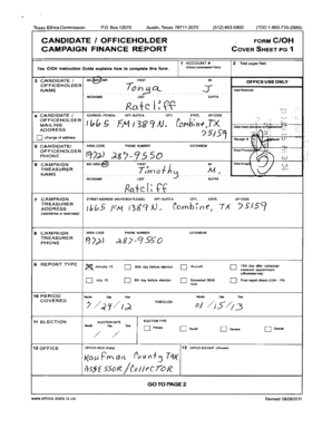 Texas Campaign Finance Report Form C/OH