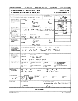 Texas Campaign Finance Report Cover Sheet