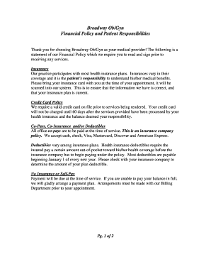 Broadway Ob/Gyn Financial Policy and Patient Responsibilities