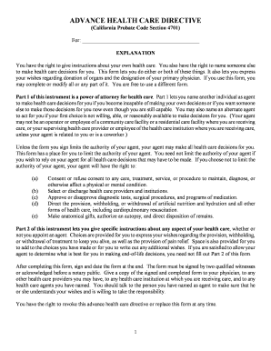 California Advance Health Care Directive