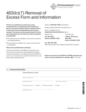 403(b)(7) Excess Contribution Removal Form