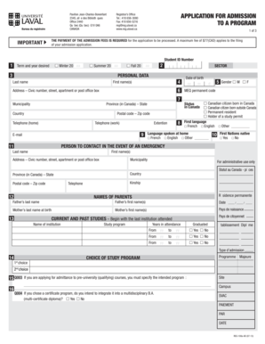 Université Laval Application for Admission