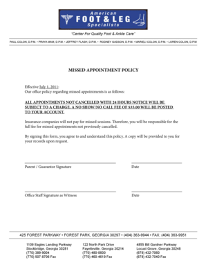 Missed Appointment Policy Form