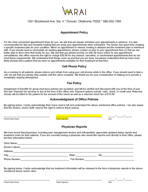 Patient Office Policy Acknowledgment Form