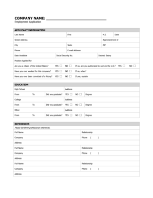 Employment Application Form