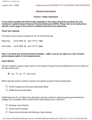IPEDS Finance Survey Form