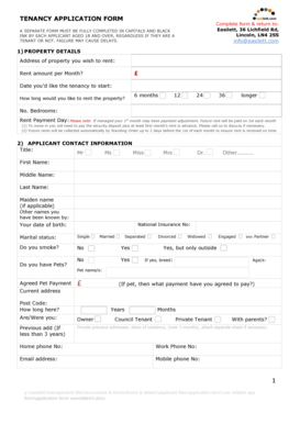 UK Tenancy Application Form