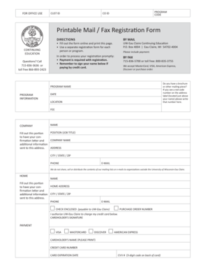 UW-Eau Claire Registration Form