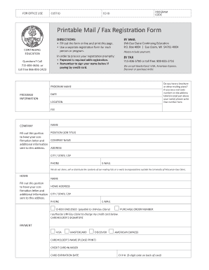 UW-Eau Claire Registration Form