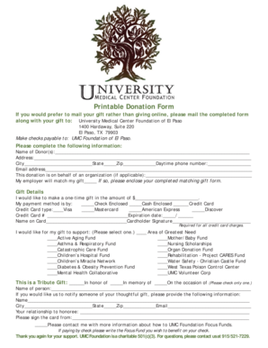 Printable Donation Form