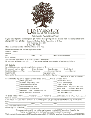 Printable Donation Form
