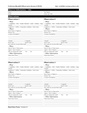 California Roadkill Observation System Form