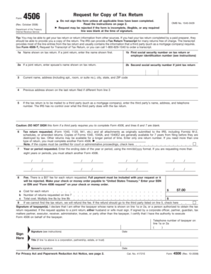 IRS Form 4506 Request for Copy of Tax Return