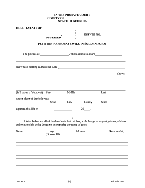 Petition to Probate Will in Solemn Form