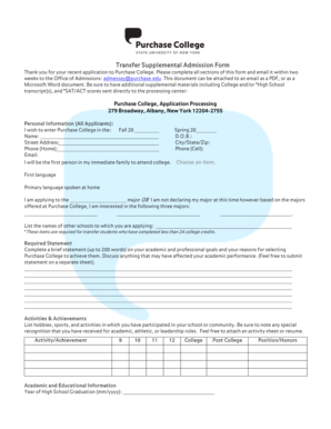 Transfer Supplemental Admission Form