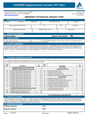 CalPERS Emergency Withdrawal Request Form