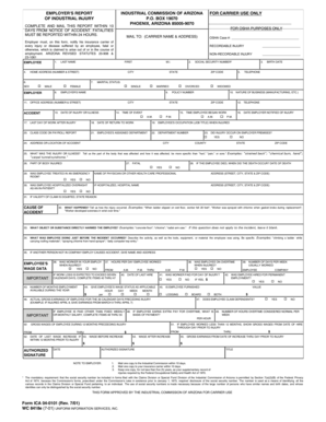 Arizona Employer's Report of Industrial Injury