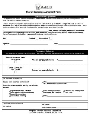 Payroll Deduction Agreement Form