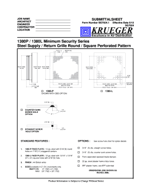 Submittal Sheet for Steel Supply Grille
