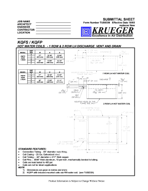 Submittal Sheet for Hot Water Coils