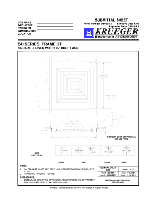 Submittal Sheet for SH Series Frame 2T