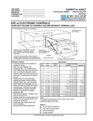 Submittal Sheet for Air Distribution Terminal Unit