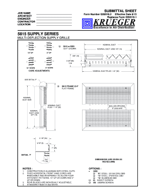 Submittal Sheet for Multi-Deflection Supply Grille