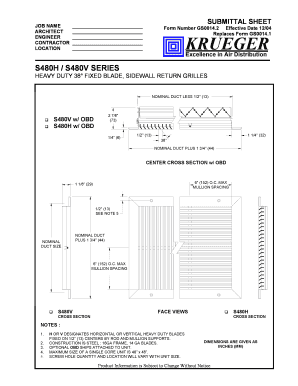 Submittal Sheet for Heavy Duty Grilles