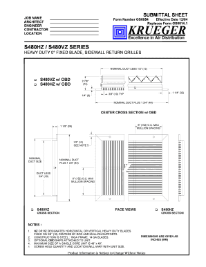 Submittal Sheet for Heavy Duty Grilles