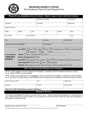 Broward Sheriff’s Office Non-Employee Photo ID Card Request Form