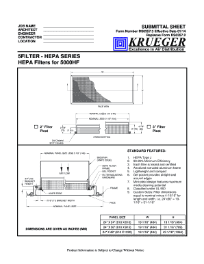 HEPA Filter Submittal Sheet
