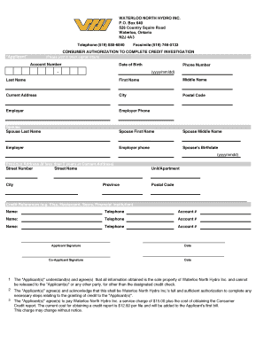 Consumer Authorization to Complete Credit Investigation