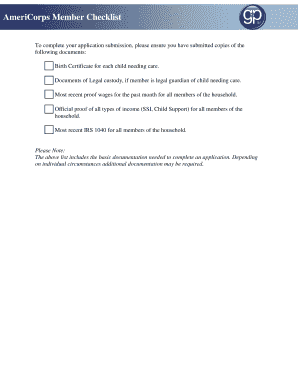 AmeriCorps Member Checklist