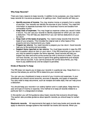 IRS Record Keeping Guidelines