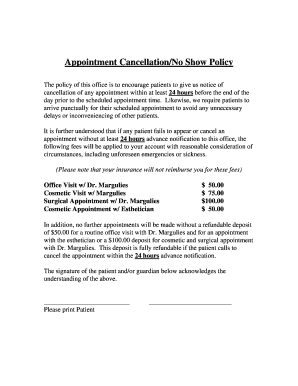 Appointment Cancellation/No Show Policy