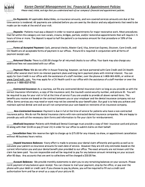 Koren Dental Financial and Appointment Policies