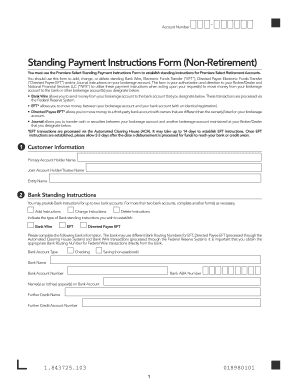 Premiere Select Standing Payment Instructions Form