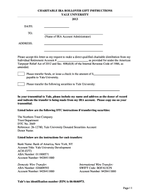 Charitable IRA Rollover Gift Instructions