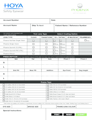Eyewear Prescription Form