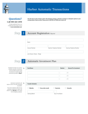 Harbor Funds Automatic Transactions Form