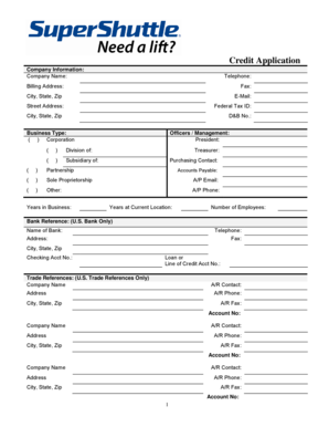 Credit Application for SuperShuttle International