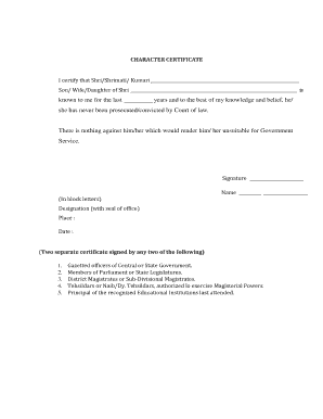 Character Certificate
