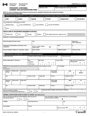 Government of Canada Personnel Screening Consent Form