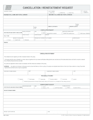 Insurance Policy Cancellation/Reinstatement Request