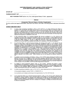 Uniform Request and Cancellation Affidavit