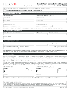 Direct Debit Cancellation Request