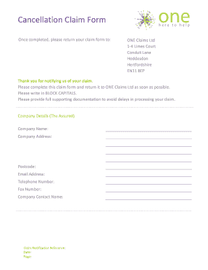 Cancellation Claim Form