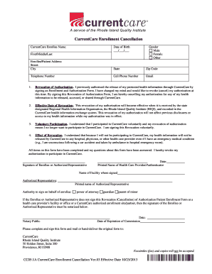 CurrentCare Enrollment Cancellation Form