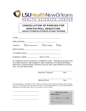 Parking Cancellation Form